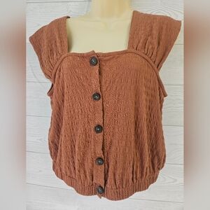 Madewell- Women's Brown Button-Up Top Sz S